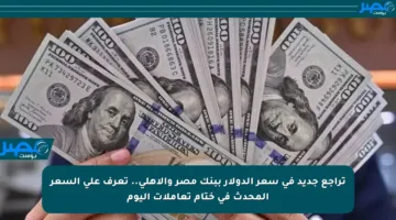 تراجع جديد في سعر الدولار ببنك مصر والأهلي.. تعرف على السعر المحدث في ختام تعاملات اليوم